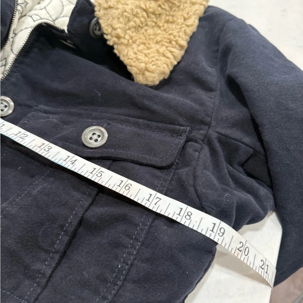 Fossil Womens Navy Sherpa Collar Lined Jacket Pockets Size S Vintage Y2K